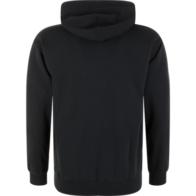 The Old School Logo Hoodie by Lifestyle is shown from the back, featuring black cotton-polyester fabric, long sleeves, ribbed cuffs, and a ribbed waistband for a classic midweight look.