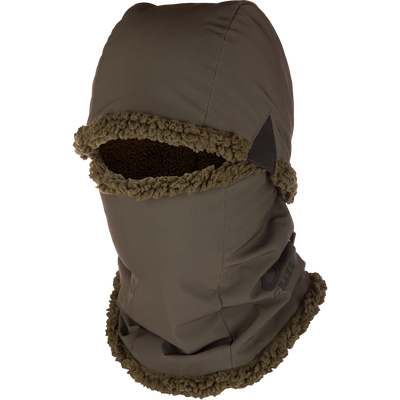 The LST BMF Balaclava with Primaloft by Waterfowl in Green Timber is an insulated, full-coverage balaclava with an eye opening—perfect cold-weather gear for head, neck, and face warmth.