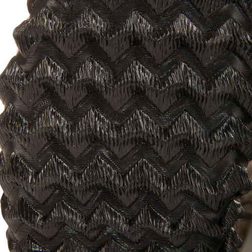 Close-up of the Hardline Uninsulated Breathable Wader's glossy, zig-zag textured reinforcement material, highlighting its waterproof and durable construction for outdoor adventures.