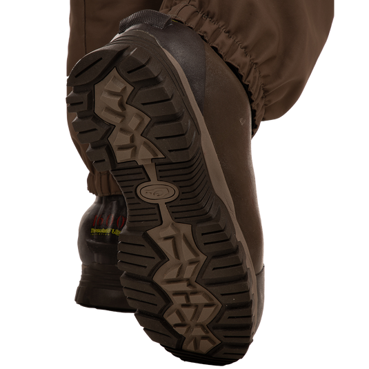 Close-up of the Insulated Guardian Elite HND Front Zip Wader, highlighting the longer TiZIP® MasterSeal 10 vertical zipper and durable, waterproof Guardian Elite™ fabrics.