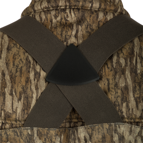A close up of the Insulated Guardian Elite Vanguard Breathable Waders featuring straps.
