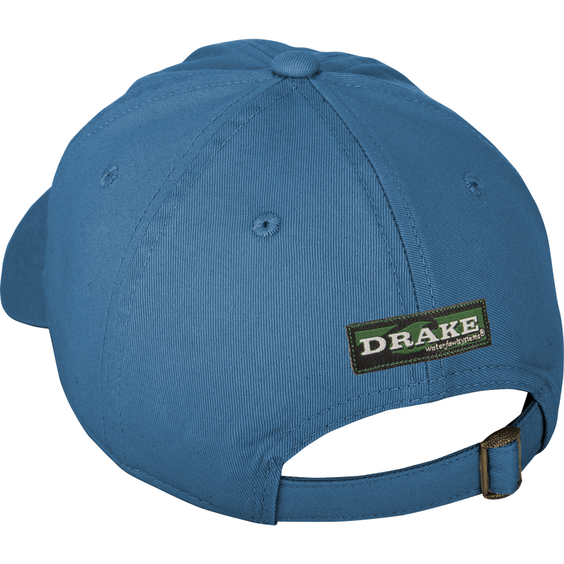 Cotton Twill Cap with a low-profile design, brass buckle back strap, and contoured bill, made from 100% cotton twill for a comfortable fit.