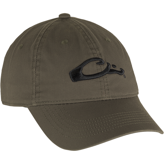 Cotton Twill Cap with a low-profile design, brass buckle back strap, and contoured bill, crafted from 100% cotton twill for comfort and style.