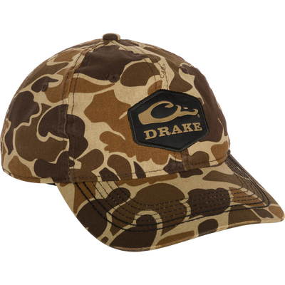 Camo Cotton Twill Hex Patch Cap - A low-profile hat with a logo patch, perfect for outdoor adventures. Breathable and durable with a comfortable fit.