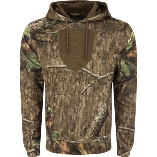 Non-Typical Performance Hoodie with Agion Active X2, featuring a lined hood, kangaroo pocket, and durable anti-pilling shell, ideal for cold-weather outdoor activities.
