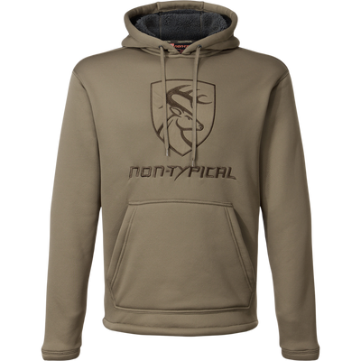 Non-Typical Silencer Hoodie with Agion Active X2 featuring a fleece-lined hood, kangaroo pocket, and deer-head crest, ideal for high-performance hunting.