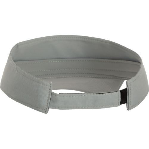 DPF Badge Logo Performance Visor: A close-up of a white fabric visor with adjustable Hook and Loop closure for a comfortable fit. Perfect for a day on the water.