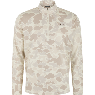 Tri-Blend Over Under Quarter Zip in a light tan camouflage print.
