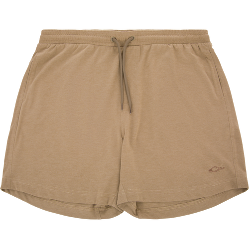 Tri-Blend Campus Short with elastic waistband, drawstring, and side pockets, showcasing comfort and versatility with a 7-inch inseam for casual and active wear.