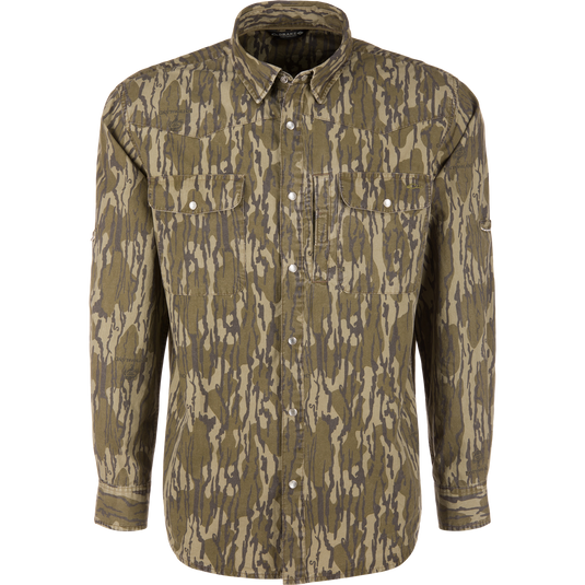 Cinco Ranch Western Solid Acid Wash Long Sleeve Shirt