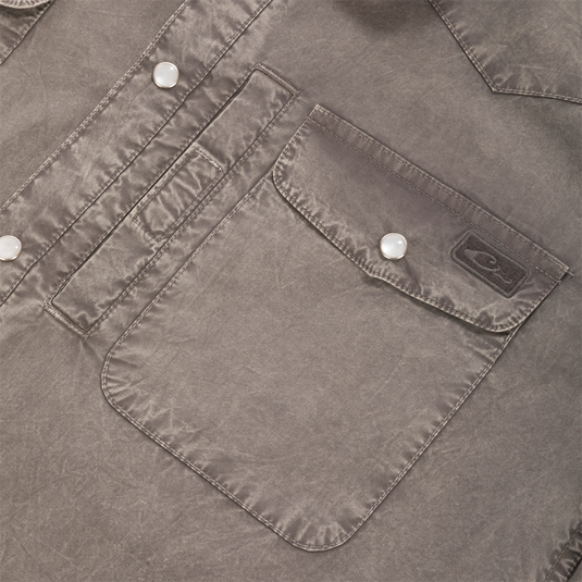 Cinco Ranch Western Solid Acid Wash Long Sleeve Shirt