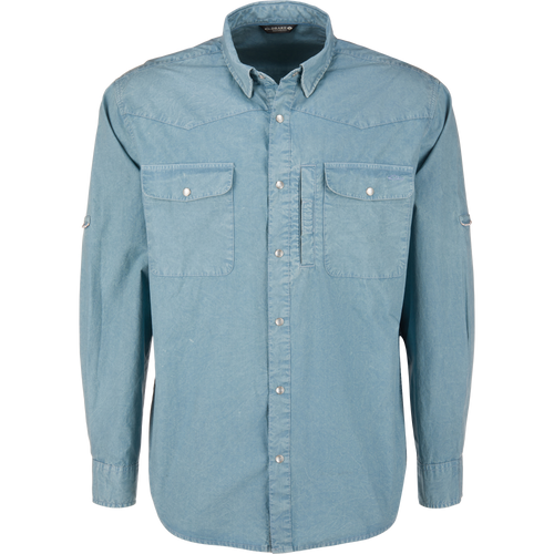 Cinco Ranch Western Solid Acid Wash Long Sleeve Shirt