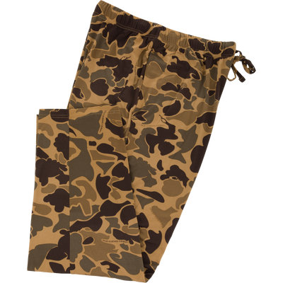 A pair of Drake Lounge Pant by Lifestyle in Old School Sport color, featuring an elastic waistband and drawstring, laid flat on a white background.
