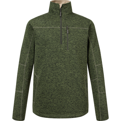 The Fall Brake Sweater Fleece Half Zip by Sale, in Deep Depths, is a long-sleeve midweight polyester fleece with a high collar and zippered chest pocket, shown on a plain white background.