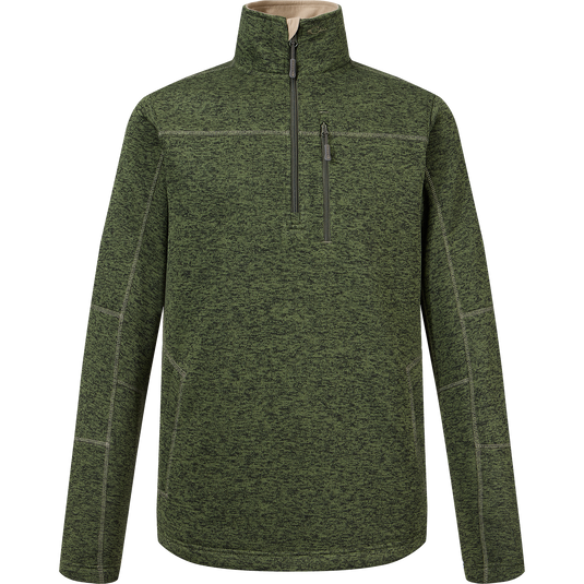 The Fall Brake Sweater Fleece Half Zip by Sale, in Deep Depths, is a long-sleeve midweight polyester fleece with a high collar and zippered chest pocket, shown on a plain white background.
