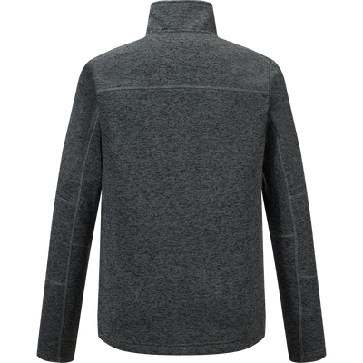 Back view of the Fall Brake Sweater Fleece Half Zip by Sale in dark gray polyester, featuring a high collar, zippered chest pocket, and visible seams along the arms and shoulders on a white background.