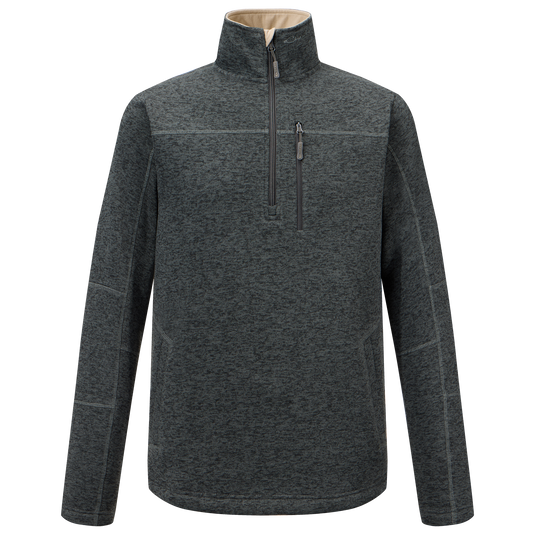 Fall Brake Sweater Fleece Half Zip, featuring a quarter-length zipper, high stand-up collar, zippered chest pocket, and hand-warmer waist pockets, ideal for outdoor or casual wear.