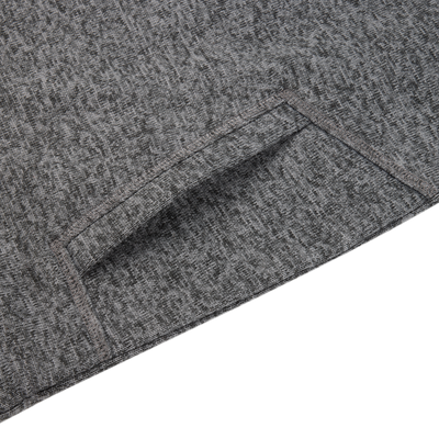 A close-up of the Sale Fall Brake Sweater Fleece Half Zip highlights its zippered chest pocket, visible stitching, and subtle textured gray polyester pattern.