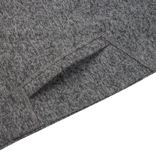 A close-up of the Sale Fall Brake Sweater Fleece Half Zip highlights its zippered chest pocket, visible stitching, and subtle textured gray polyester pattern.