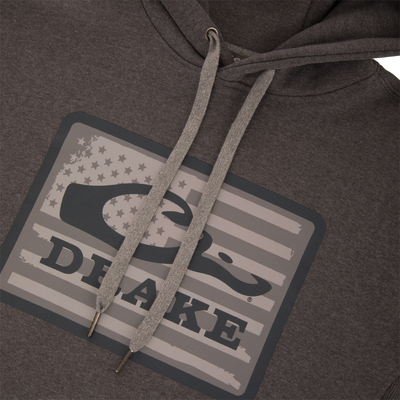 Drake Graphic Work Hoodie featuring a front Drake Work Logo, adjustable drawstring hood, kangaroo pocket, and side panels for extra stretch.