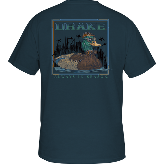 Youth Mallard Bow Tie T-Shirt featuring a Drake logo on front and a stylish Mallard graphic from the Drake Heritage Series, offering comfort with its cotton-polyester blend.