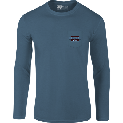 Big Duck Energy Long Sleeve T-Shirt featuring front pocket Drake logo and back Big Duck Energy graphic, crafted from a soft cotton-polyester blend.