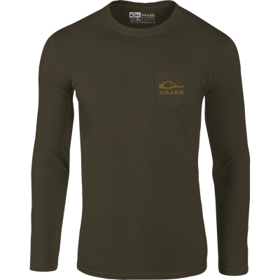 Circle Mallard Long Sleeve T-Shirt featuring Drake logo and classic Mallard graphic, crafted from a soft cotton-polyester blend for comfort.