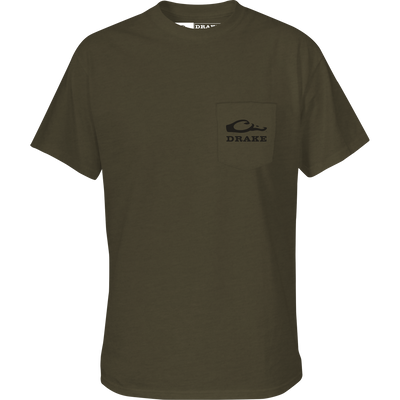 Old School Lab T-Shirt featuring a Drake logo on the front pocket and a graphic on the back, crafted from a soft cotton-polyester blend.
