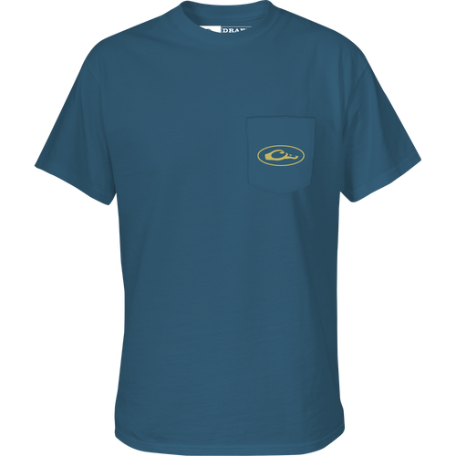Retro Black Lab T-Shirt with a front pocket featuring the Drake logo, crafted from a soft cotton-polyester blend for comfort.