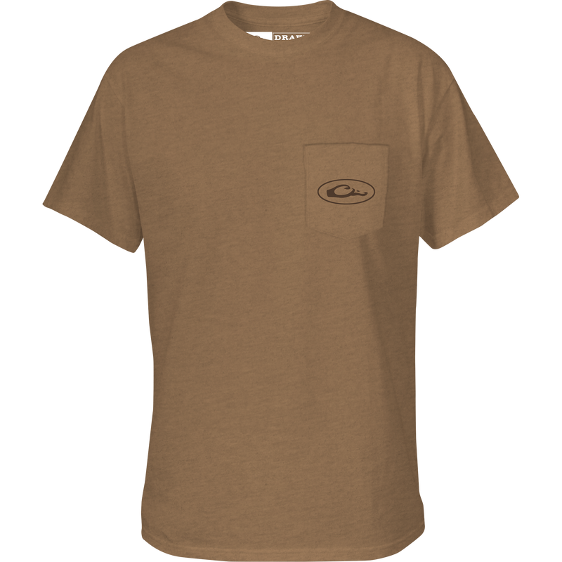 Retro Ringneck T-Shirt with Drake logo pocket and Ringneck graphic from Retro Series, made of soft cotton-polyester blend for comfort and style.