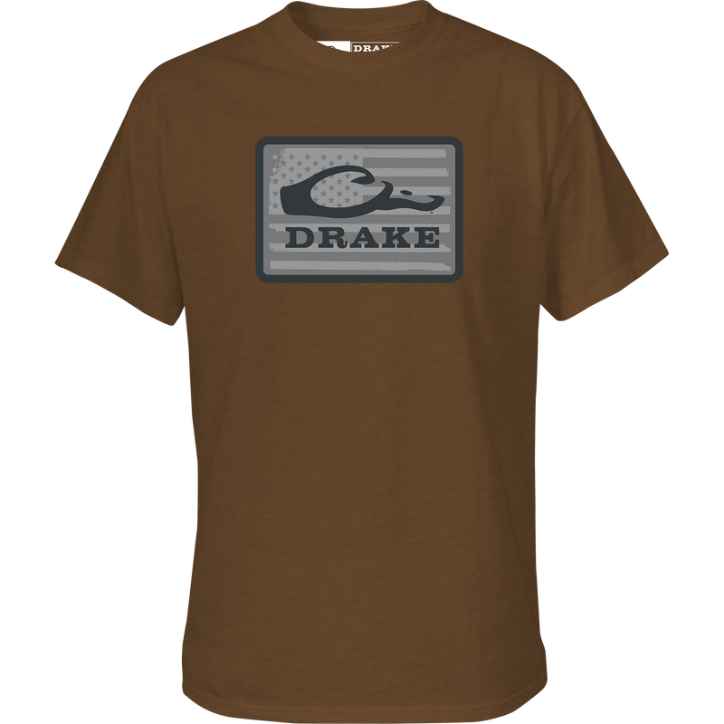 Graphic Work T-Shirt from Drake Waterfowl, featuring the Drake Work Logo on the front, highlighting craftsmanship and comfort with a 60% cotton, 40% polyester blend.