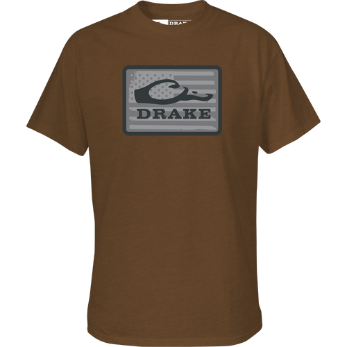 Graphic Work T-Shirt from Drake Waterfowl, featuring the Drake Work Logo on the front, highlighting craftsmanship and comfort with a 60% cotton, 40% polyester blend.