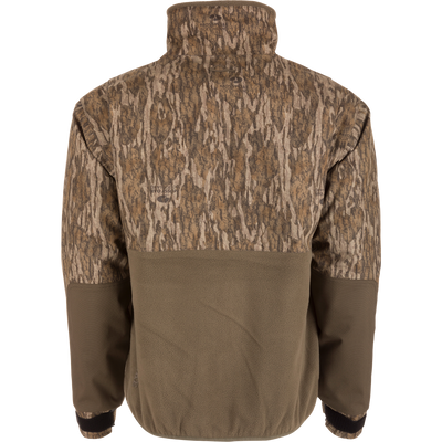 MST CommandXT Eqwader Full Zip Jacket with camo-patterned upper and fleece lower, featuring Magnattach™ chest pockets, YKK™ zippers, and water-resistant cuffs for outdoor durability.