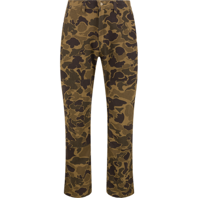 The Waterfowl Throwback 80 Field Pant in Old School Sport is a heavyweight cotton twill men’s field pant, shown front-facing on a white background with visible button and zipper.