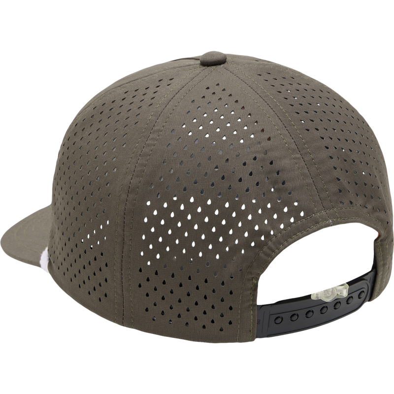 Close-up of the Perf Flatbill Roper Cap, showcasing its structured design, suitable for outdoor activities, reflecting Drake Waterfowl's commitment to high-quality hunting gear.