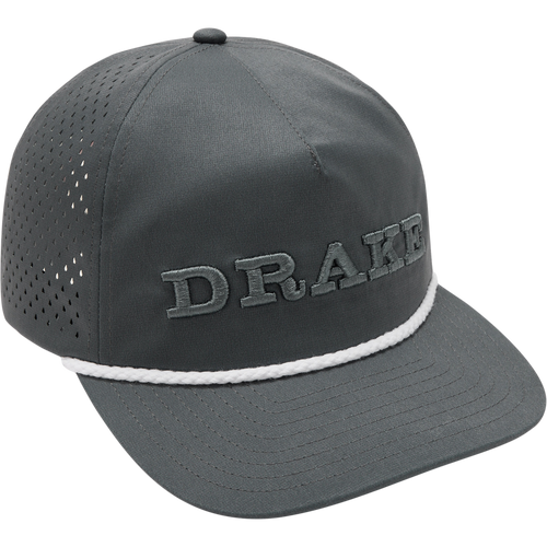 Perf Flatbill Roper Cap, a stylish baseball cap, showcased in close-up, highlighting its detailed craftsmanship and sleek design, ideal for outdoor and casual wear.