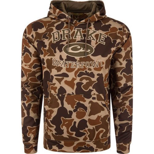 Performance Hoodie with anti-pilling shell, kangaroo pocket, and lined hood, offering comfort and durability for outdoor activities. Suitable for layering or standalone wear.
