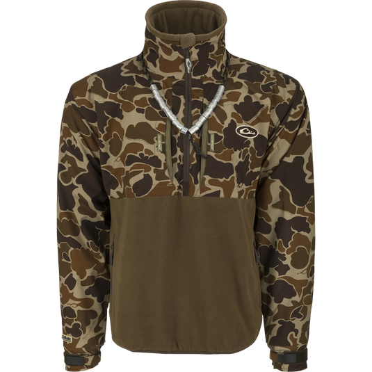 MST Guardian Flex Fleece Eqwader Quarter Zip Jacket, featuring Guardian Flex fabric on upper body and 350-gram fleece lower body, ideal for outdoor protection and breathability.