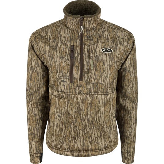 MST Hole Shot Windproof Eqwader 1/4 Zip Jacket, a windproof outerwear with Sherpa-lined upper body and breathable lower body. Ideal for any weather.