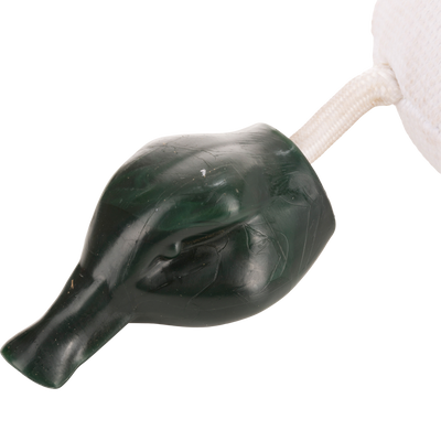 Team Gun Dog Firehose Duck Training Bumper with a dark green bulb and attached white pad, designed for durability and realistic hunting dog training.