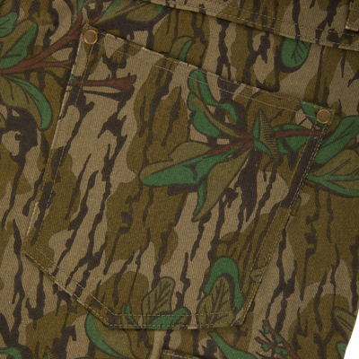 Throwback 80 Field Pant close-up showing antique brass riveted pocket and durable cotton twill fabric, highlighting its robust construction and functional design.