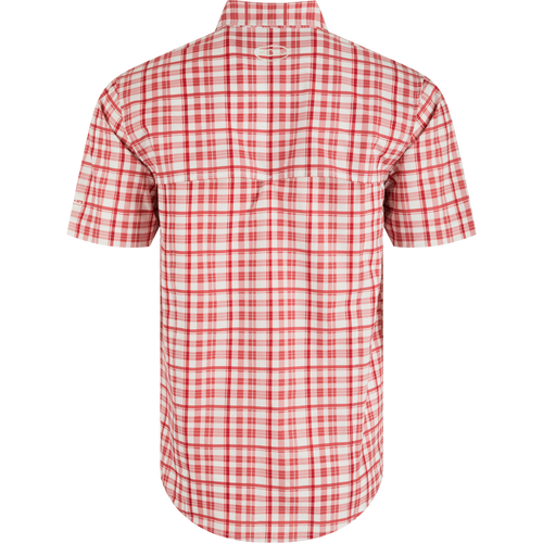 Alabama Hunter Creek Windowpane Plaid Short Sleeve Shirt, a lightweight polyester shirt with built-in cooling, stretch, and sun protection.
