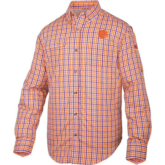Clemson Gingham Plaid Wingshooter's Shirt L/S