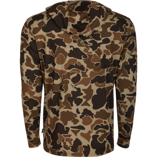 Mississippi State Performance Camo Hoodie, featuring built-in cooling, UPF 50, moisture-wicking fabric, and breathable stretch. Lightweight and versatile for all weather conditions.