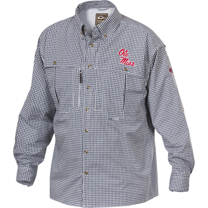 Ole Miss Plaid Wingshooter's Shirt Long Sleeve