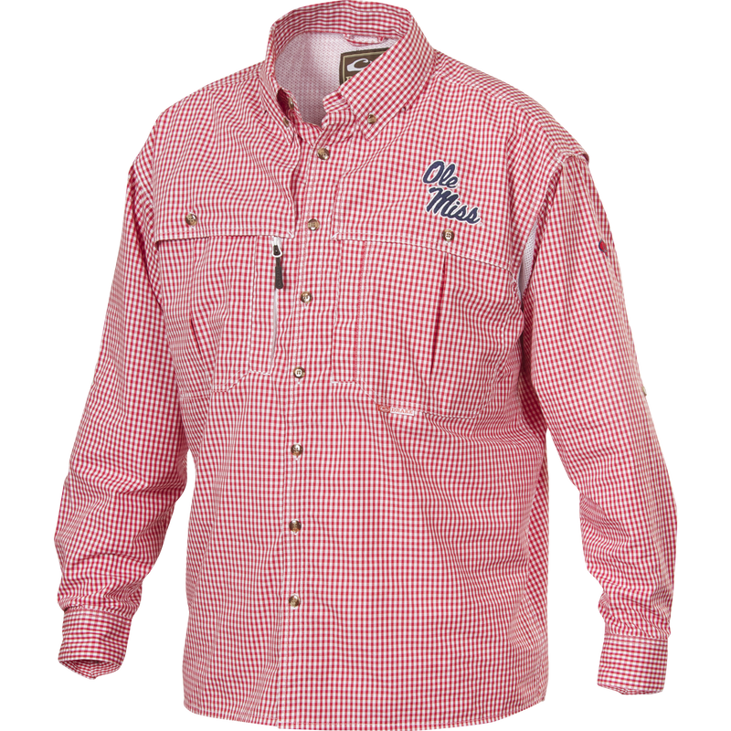 Ole Miss Plaid Wingshooter's Shirt Long Sleeve