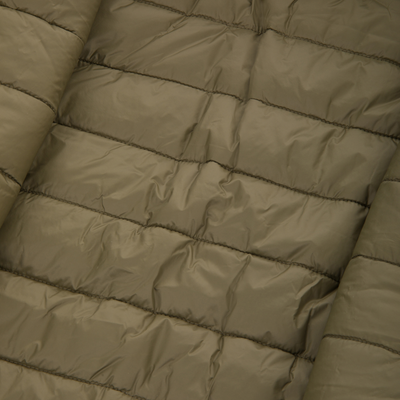 Spoonie Shoveler Insulated Jacket in olive green with horizontal quilted baffles.