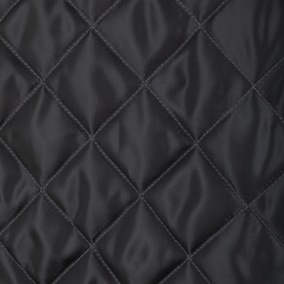 Black quilted fabric with a diamond-pattern stitch on this insulated Spoonie Campfire Hoodie.