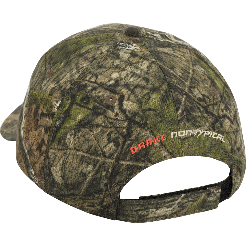 Non-Typical Logo Camo Cotton Cap - A comfortable, adjustable hat with the Non-Typical logo on the front. Made of 100% cotton twill fabric, featuring six-panel construction and a hook & loop closure. Perfect for hunting and outdoor activities.