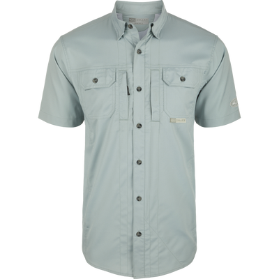 Quarry Wingshooter Trey Solid Dobby Shirt S/S: Performance shirt with vented back and chest pockets. Built-in sunglass wipe.